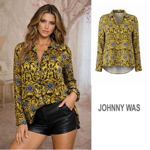 NEW Johnny Was MIEL DE LUNE VELVET BACK OVERSIZED SHIRT